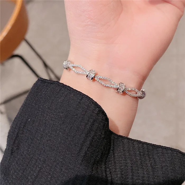 Elegant Silver Crystal Bracelet Refined by AnnaKaci Bracelets Elegant Silver Crystal Bracelet Refined by AnnaKaci Bracelets