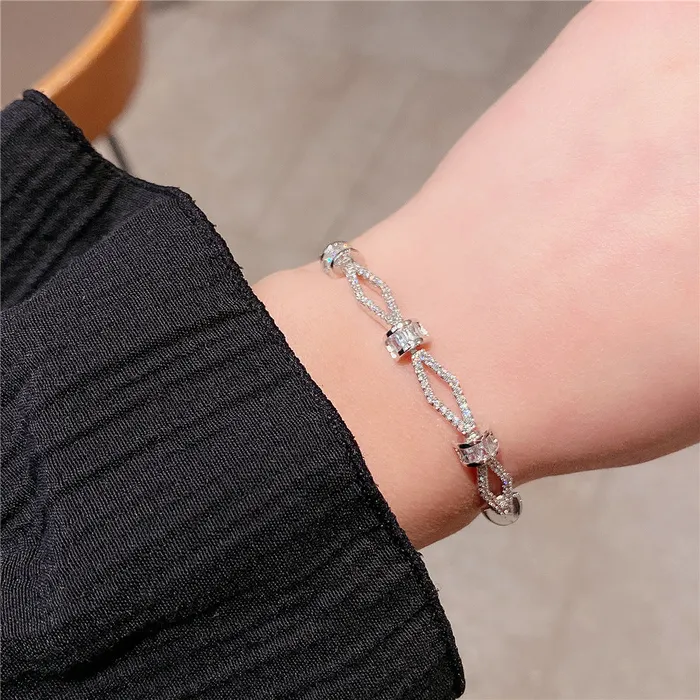Elegant Silver Crystal Bracelet Refined by AnnaKaci Bracelets Elegant Silver Crystal Bracelet Refined by AnnaKaci Bracelets