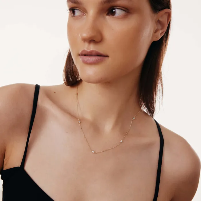 Gelin Diamond Necklaces CZ Bezel Station Necklace