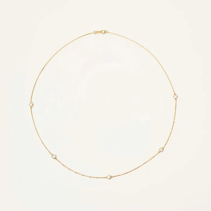 Gelin Diamond Necklaces CZ Bezel Station Necklace