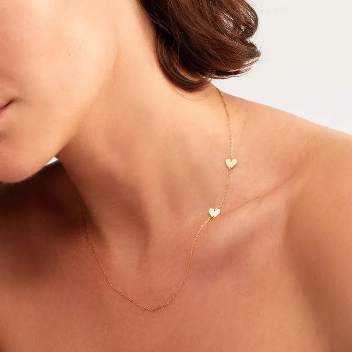 Gelin Diamond Necklaces Two Side Hearts Necklace