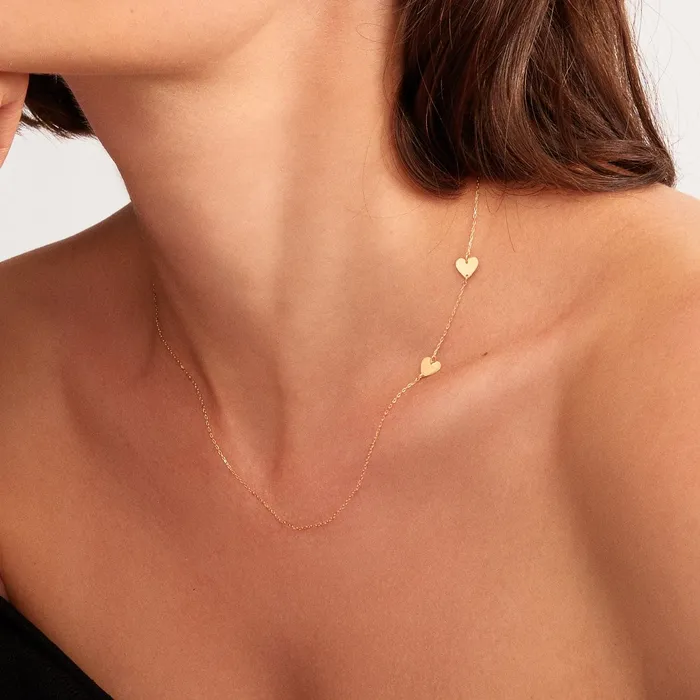 Gelin Diamond Necklaces Two Side Hearts Necklace