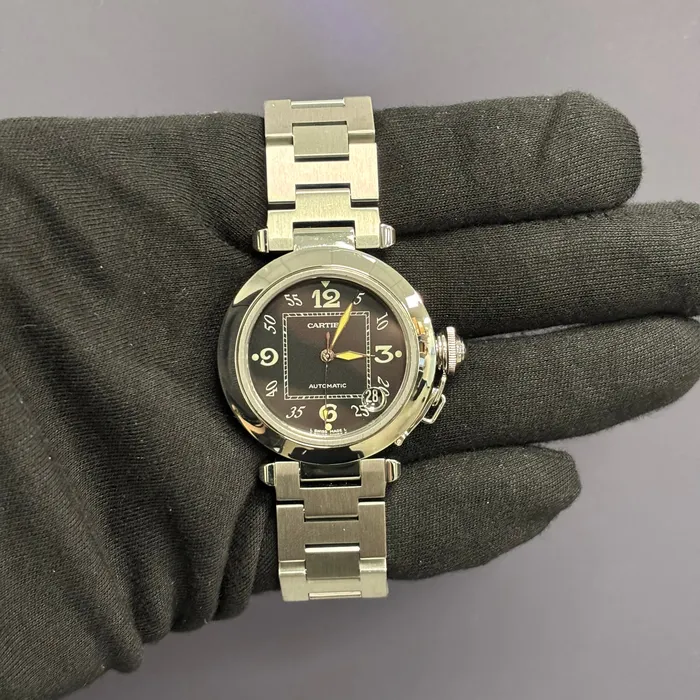 Happy Jewelers Cartier Pasha 35mm Black Dial Watch Ref W31043M7 Watches Happy Jewelers Cartier Pasha 35mm Black Dial Watch Ref W31043M7 Watches