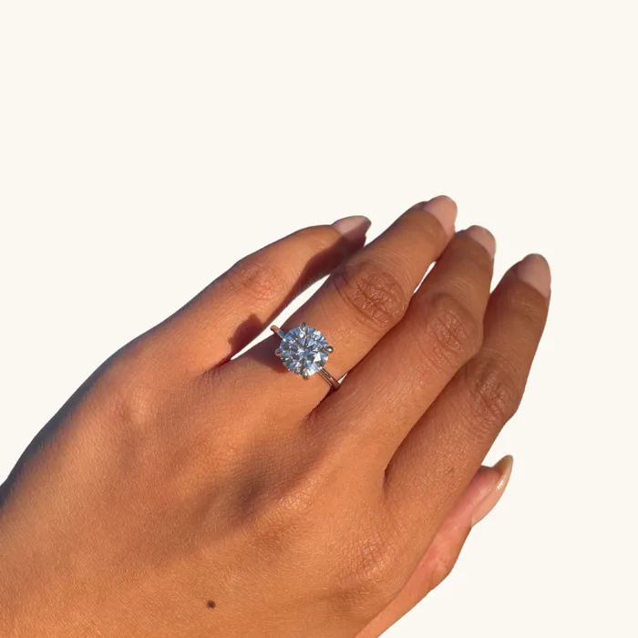 Happy Jewelers Rings 301 Round Lab Diamond Engagement Ring with Hidden Halo