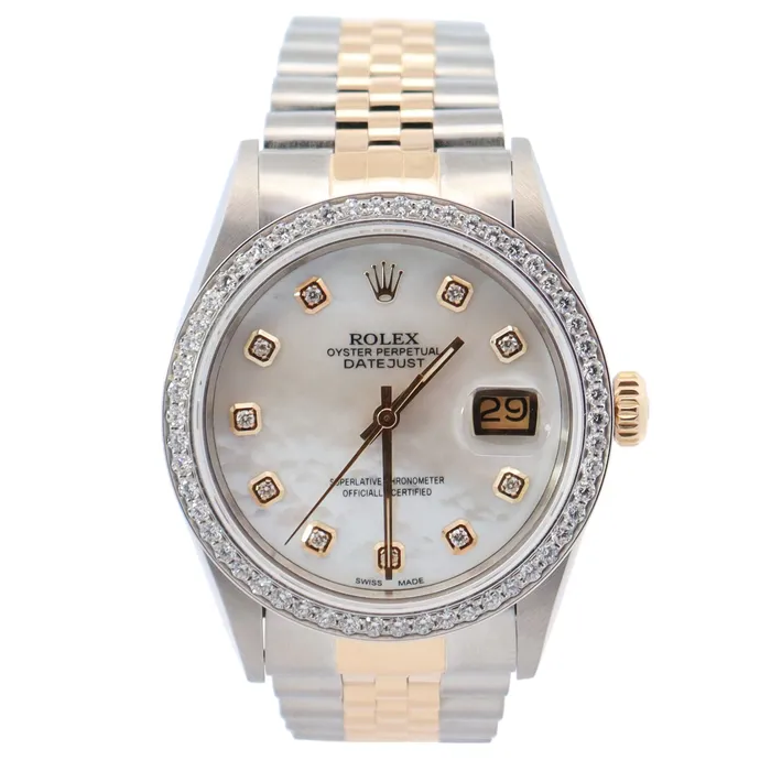 Happy Jewelers Rolex Datejust 36mm MOP Dial Watch Ref 16013 Watches
