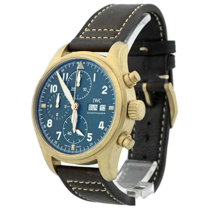 Happy Jewelers Watches IWC Mens PILOTS WATCH CHRONOGRAPH SPITFIRE Bronze Case 41mm Green Arabic Dial Watch Reference IW387902