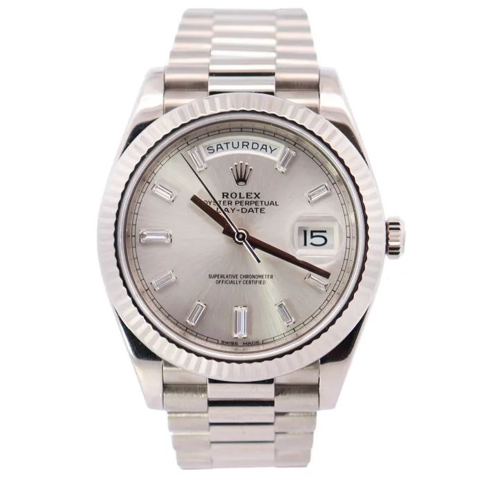 Happy Jewelers Watches Rolex DayDate 40mm Silver Dial Watch Ref 228239