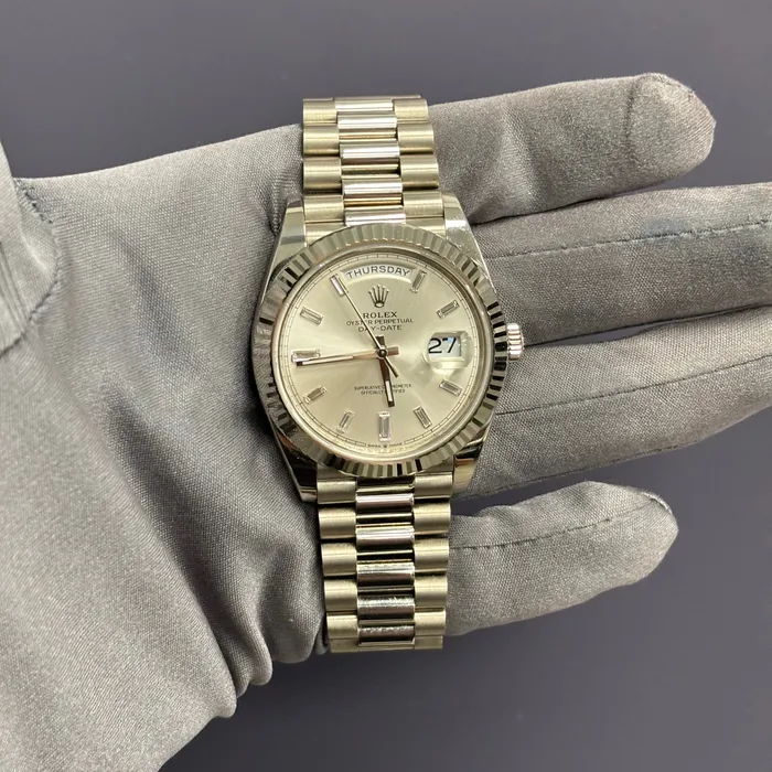 Happy Jewelers Watches Rolex DayDate 40mm Silver Dial Watch Ref 228239 Happy Jewelers Watches Rolex DayDate 40mm Silver Dial Watch Ref 228239