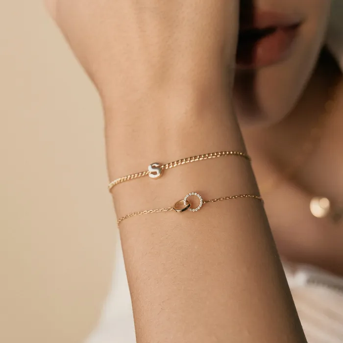 Initial Curb Chain Bracelet Gelin Diamond Bracelets