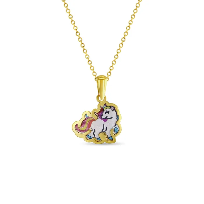 Kids Final Sale Necklaces 14k Gold Prancing Unicorn Baby Toddler Kids PendantNecklace Enamel Kids Final Sale Necklaces 14k Gold Prancing Unicorn Baby Toddler Kids PendantNecklace Enamel