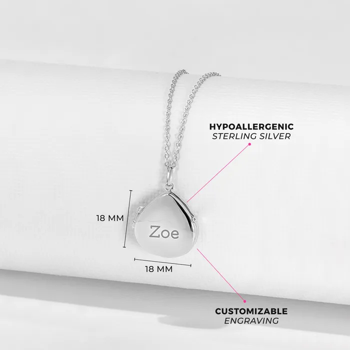 Kids Locket Necklaces Religious Communion Kids Childrens Girls Pear PendantNecklace With Charms Sterling Silver Necklaces