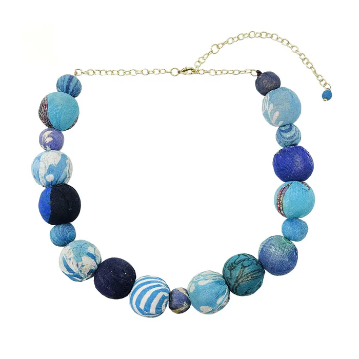 Necklaces WorldFinds Kantha Azure Bauble Necklace