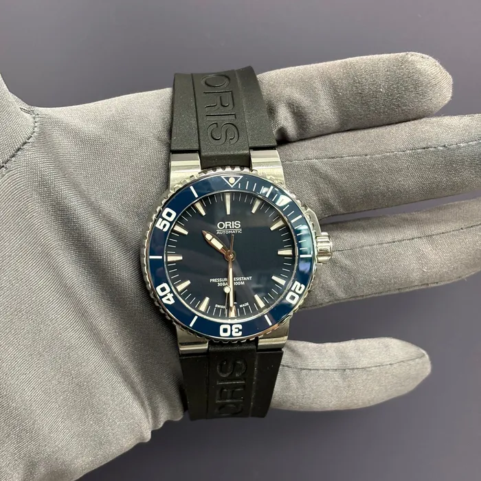 Oris Aquis 445mm Blue Dial Watch Ref 765305 Happy Jewelers Watches