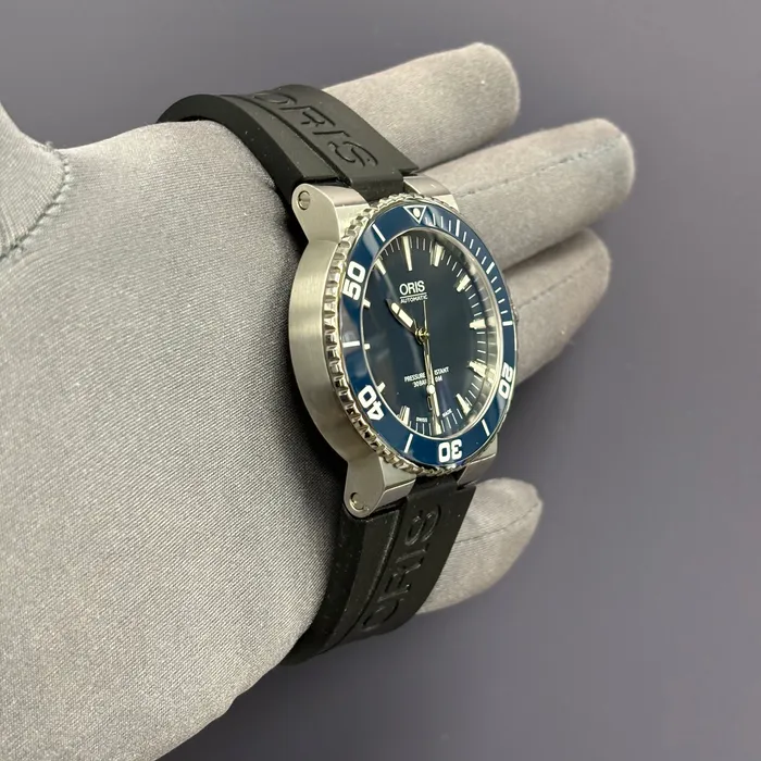 Oris Aquis 445mm Blue Dial Watch Ref 765305 Happy Jewelers Watches