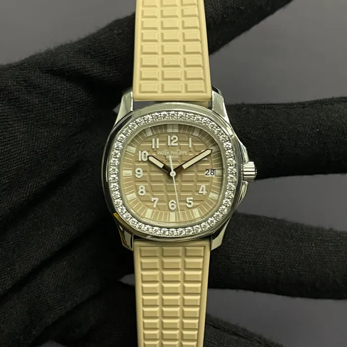 Patek Philippe Aquanaut 35mm Beige Dial Watch Ref 5067A020 Happy Jewelers Watches Patek Philippe Aquanaut 35mm Beige Dial Watch Ref 5067A020 Happy Jewelers Watches