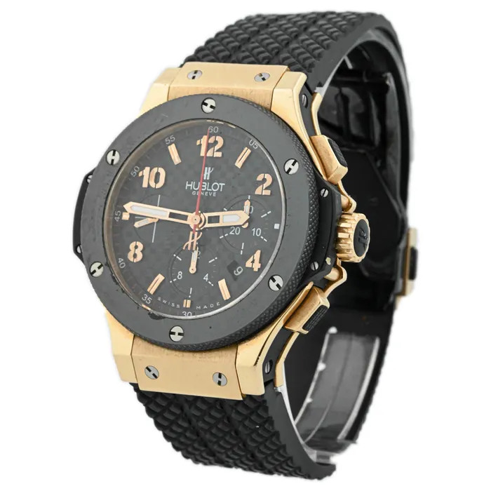 PreStyled Sets Hublot Mens Big Bang 18K Red Gold 44mm Black Checkerboard Dial Watch Reference 301PB131RX happy jewelers