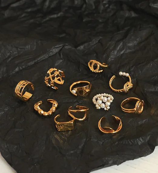 PreStyled Sets Refined by AnnaKaci Assorted Geometric Gold Rings