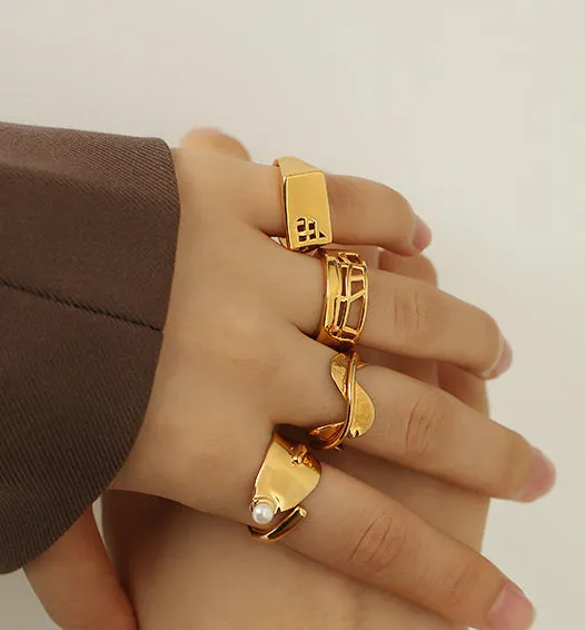 PreStyled Sets Refined by AnnaKaci Assorted Geometric Gold Rings