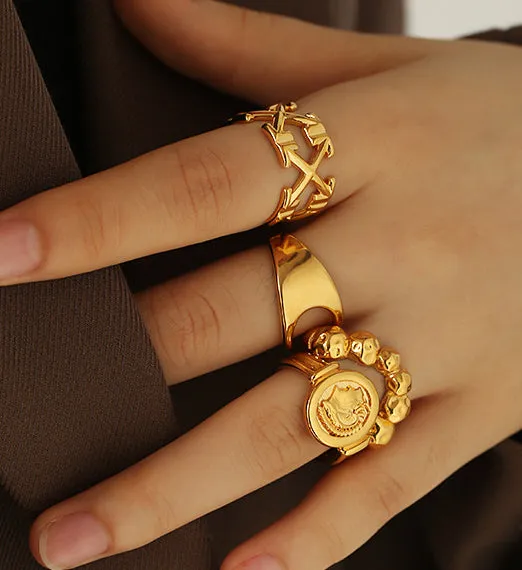 PreStyled Sets Refined by AnnaKaci Assorted Geometric Gold Rings