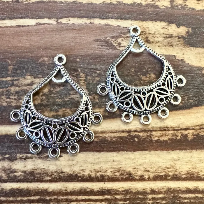 Premium Pewter Earrings BCB0823 Antique Silver Open Earrings With 6 Hoops 34x30mm Pkg 2
