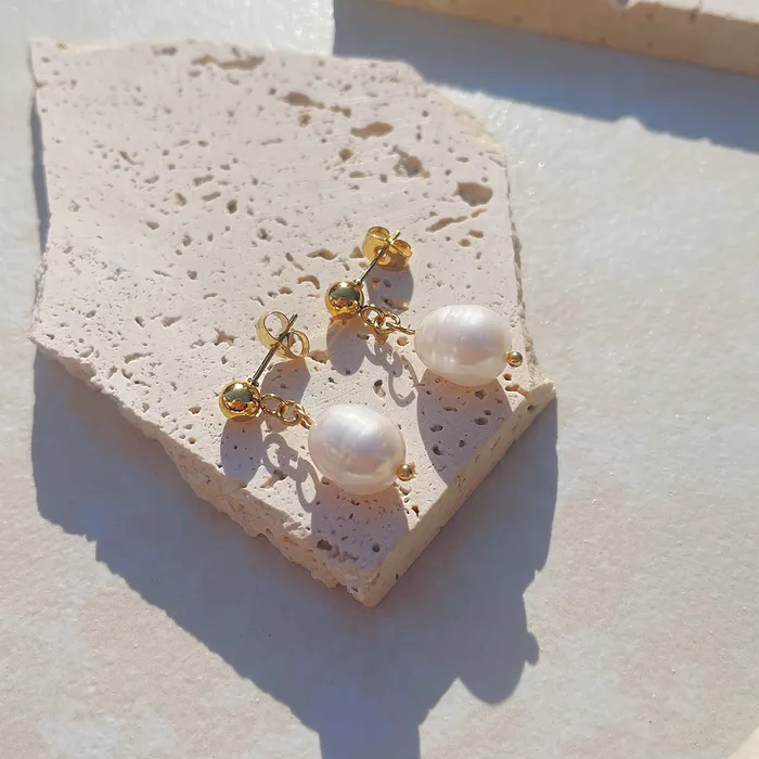 Refined by AnnaKaci Earrings Freshwater Pearl 18K PVD Earrings Refined by AnnaKaci Earrings Freshwater Pearl 18K PVD Earrings