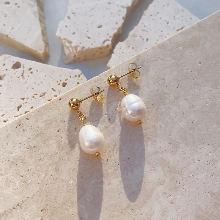 Refined by AnnaKaci Earrings Freshwater Pearl 18K PVD Earrings Refined by AnnaKaci Earrings Freshwater Pearl 18K PVD Earrings