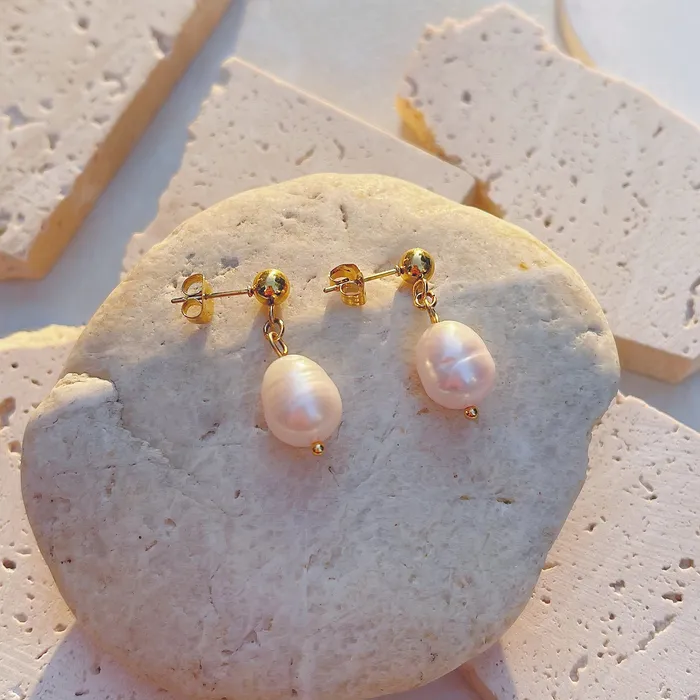 Refined by AnnaKaci Earrings Freshwater Pearl 18K PVD Earrings Refined by AnnaKaci Earrings Freshwater Pearl 18K PVD Earrings