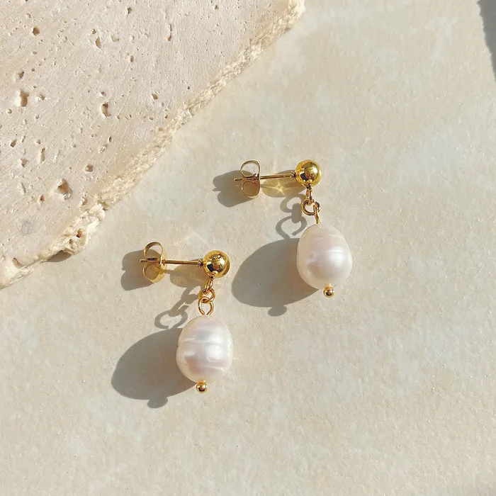 Refined by AnnaKaci Earrings Freshwater Pearl 18K PVD Earrings Refined by AnnaKaci Earrings Freshwater Pearl 18K PVD Earrings