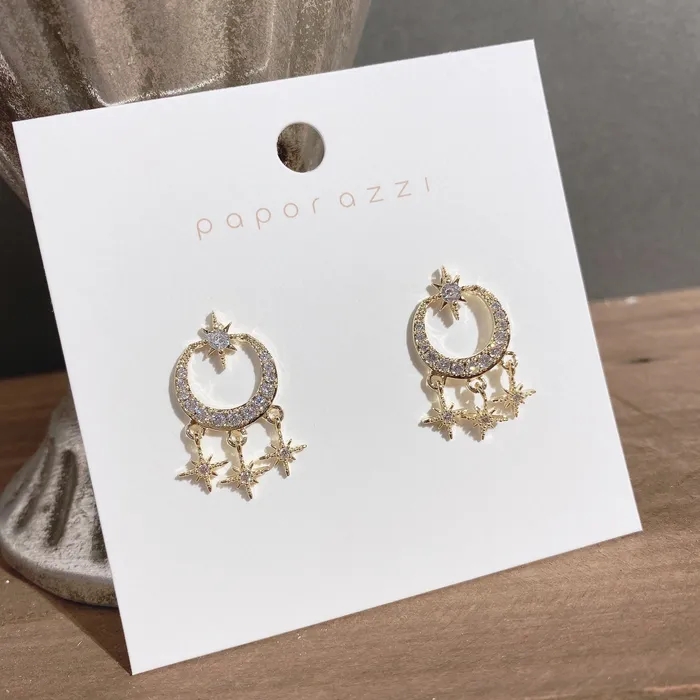 Refined by AnnaKaci Earrings Star and Moon Small Dangle Earrings