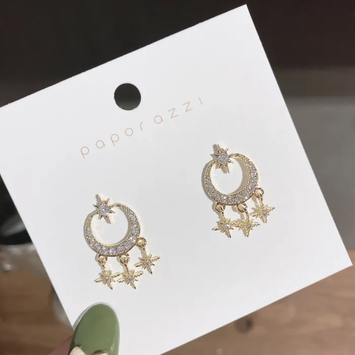 Refined by AnnaKaci Earrings Star and Moon Small Dangle Earrings