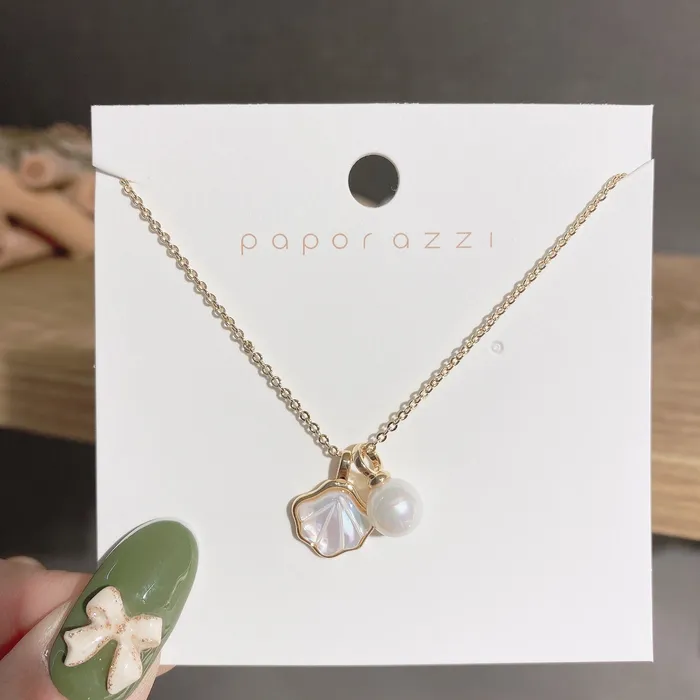 Refined by AnnaKaci Necklaces Iridescent Shell and Pearl Necklace