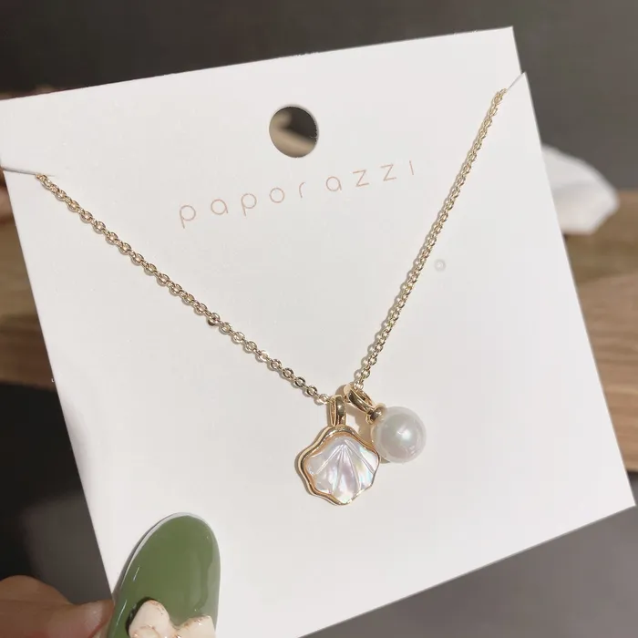 Refined by AnnaKaci Necklaces Iridescent Shell and Pearl Necklace