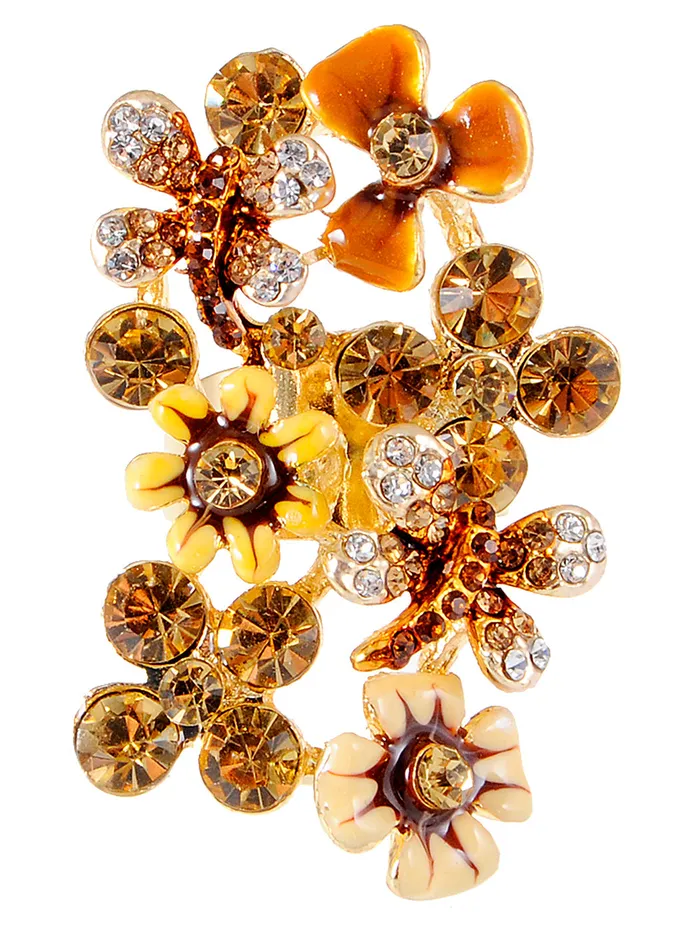 Rings Alilang Brilliant Topaz Clustered Floral Flower Ring