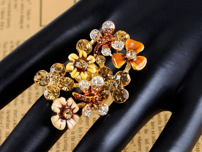 Rings Alilang Brilliant Topaz Clustered Floral Flower Ring Rings Alilang Brilliant Topaz Clustered Floral Flower Ring