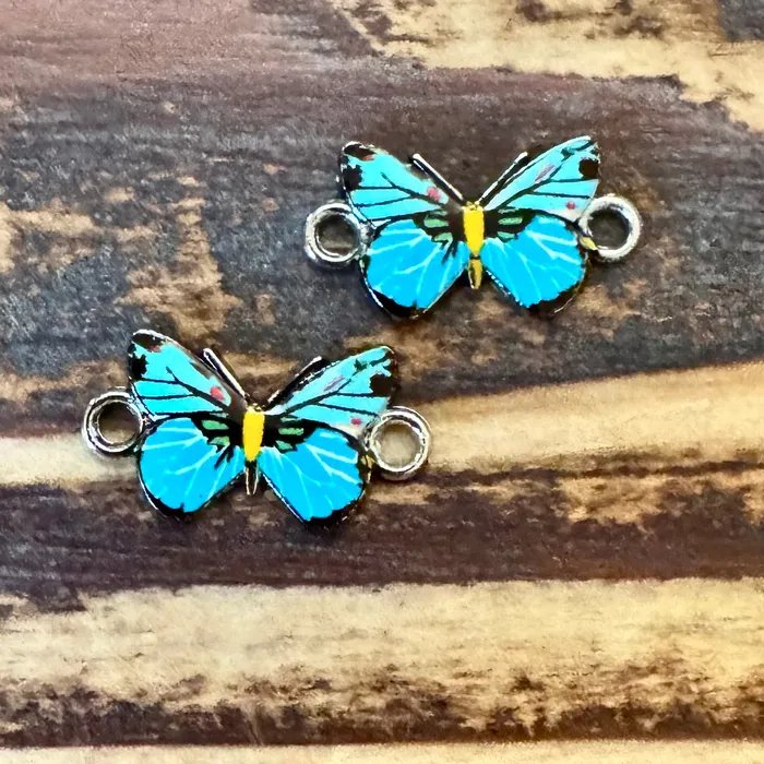 Rings Premium Pewter BCB0560 Antique Silver And Enamel Butterfly ConnectorTurquoise 23x12mm Pkg 2 Rings Premium Pewter BCB0560 Antique Silver And Enamel Butterfly ConnectorTurquoise 23x12mm Pkg 2