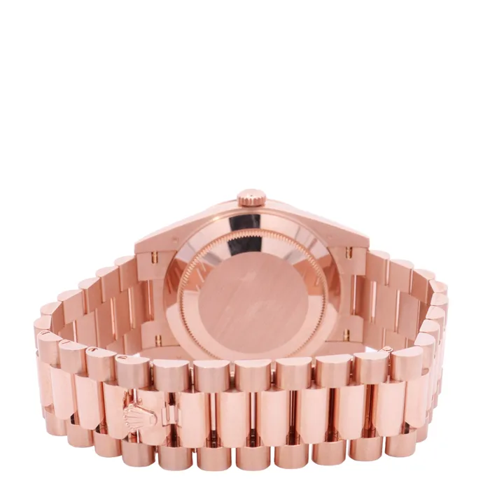 Rolex Day Date 40mm Everose Gold Factory Pave Baguette Dial Watch Reference 228345RBR Happy Jewelers Watches