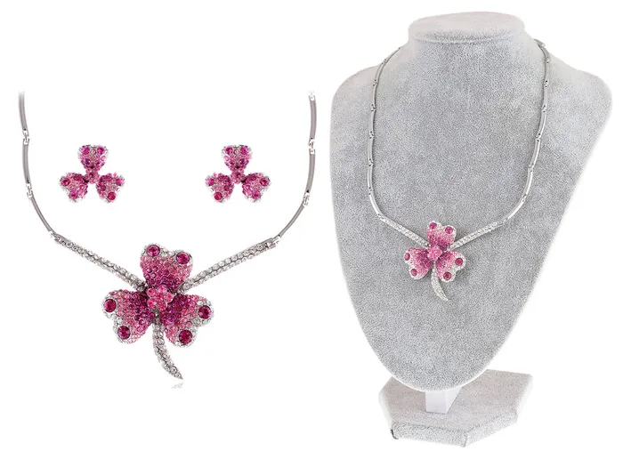 Swarovski Crystal Lucky Blue Green Irish Clover Earring Necklace Set Alilang Necklaces Swarovski Crystal Lucky Blue Green Irish Clover Earring Necklace Set Alilang Necklaces