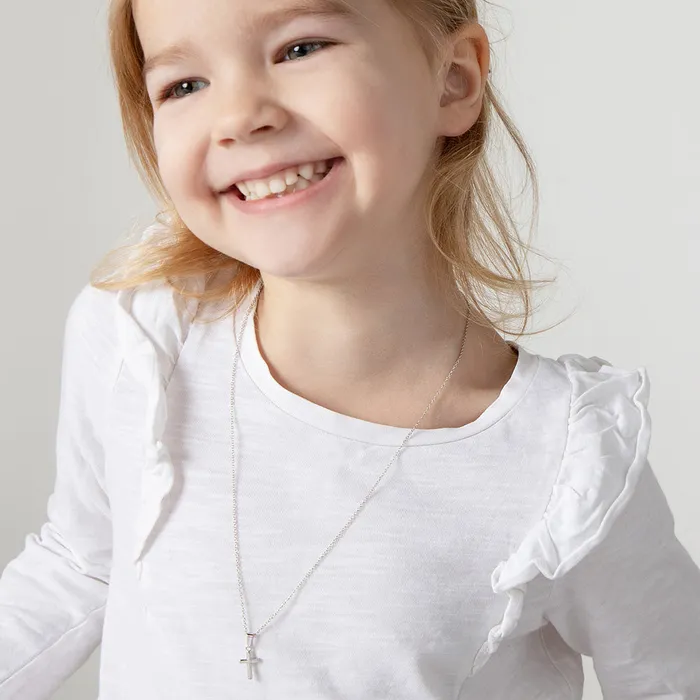 Teenie Tiny Cross 12mm ToddlerKidsGirls Necklace Religious Sterling Silver Baby Pendants Necklaces Necklaces