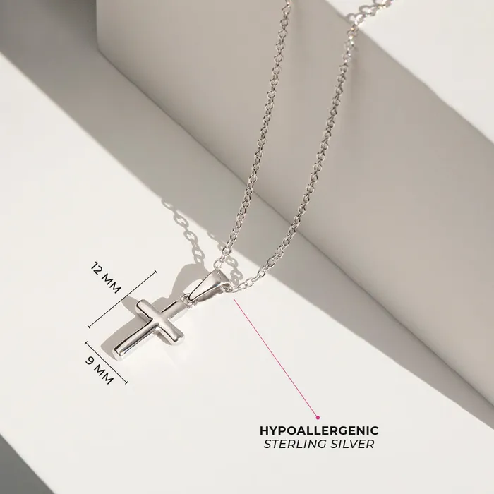 Teenie Tiny Cross 12mm ToddlerKidsGirls Necklace Religious Sterling Silver Baby Pendants Necklaces Necklaces
