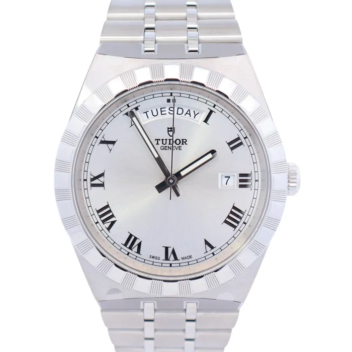 Tudor Royal 41mm Stainless Steel Silver Dial Watch Ref 28600 Happy Jewelers Bracelets