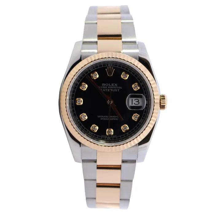 Watches Happy Jewelers Rolex Datejust 36mm Black Dial Watch Ref 126233