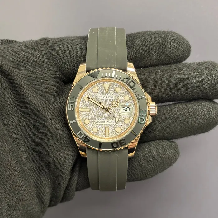 Watches Happy Jewelers Rolex YachtMaster 40mm Pave Dial Watch Ref 126655