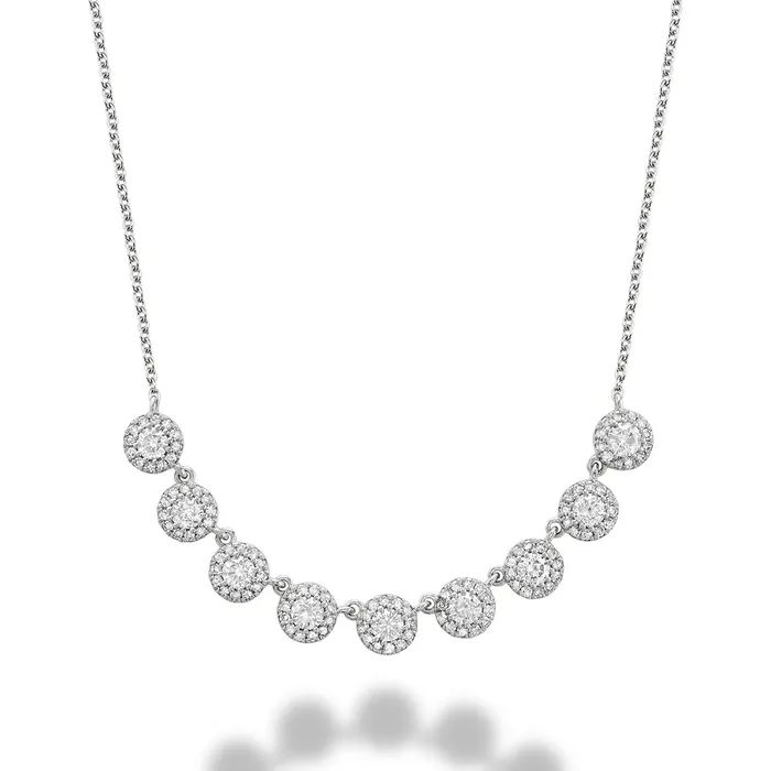 14kt Gold 9 Mini Halo Diamond Necklace Classic Creations Necklaces