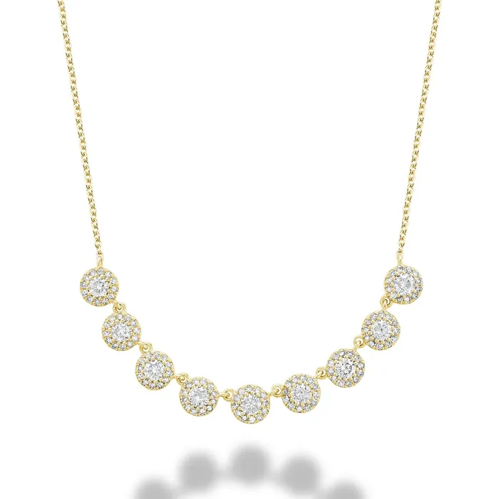14kt Gold 9 Mini Halo Diamond Necklace Classic Creations Necklaces
