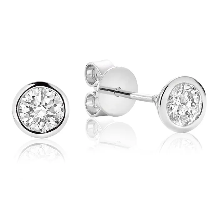 14kt Gold Bezel Set 015ct Diamond Studs Classic Creations PreStyled Sets