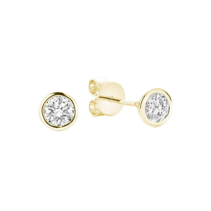 14kt Gold Bezel Set 015ct Diamond Studs Classic Creations PreStyled Sets