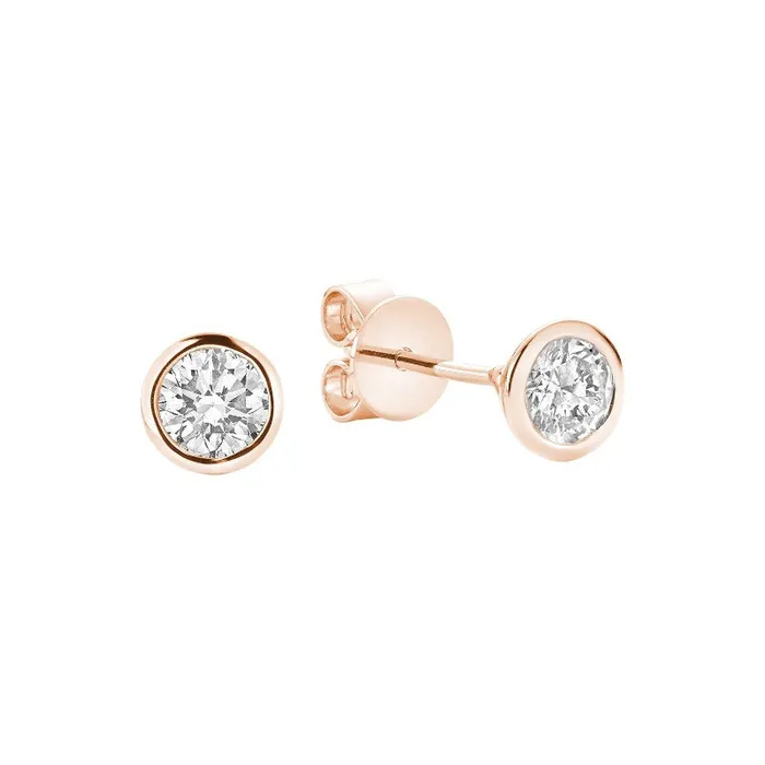 14kt Gold Bezel Set 015ct Diamond Studs Classic Creations PreStyled Sets