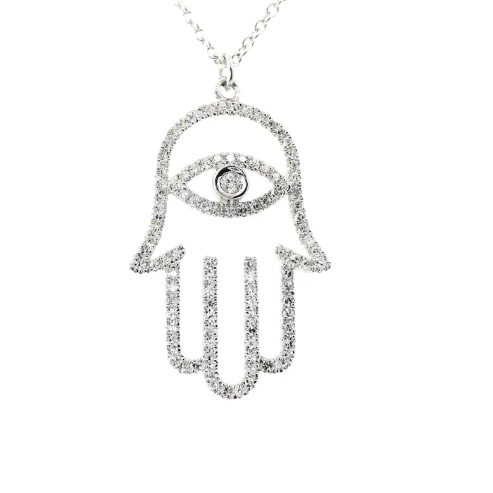 14kt Gold open Hamsa with diamond evil eye Classic Creations Rings