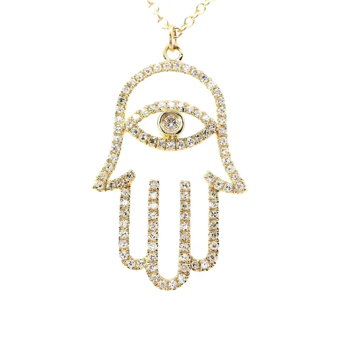 14kt Gold open Hamsa with diamond evil eye Classic Creations Rings