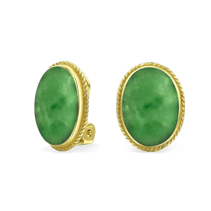7CT Oval Cabochon Gemstones 14K Gold Plated Sterling Silver ClipOn Earrings BlingJewelry Wholesale Earrings 7CT Oval Cabochon Gemstones 14K Gold Plated Sterling Silver ClipOn Earrings BlingJewelry Wholesale Earrings
